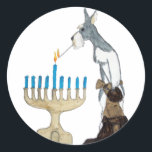 Chanoeka (Chanoeka) kaart Ronde Sticker<br><div class="desc">Chanoeka (Chanoeka) kaart schnauzer's verlichting van de menora</div>