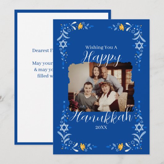 Chanoeka Custom Familie Foto Vakantie Kaart (Voorkant / Achterkant)