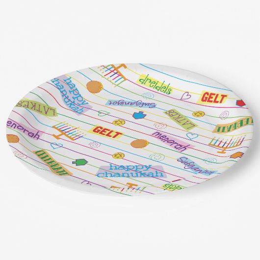 Chanoeka Design Party Papieren Bordje (Gekanteld)