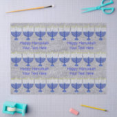 Chanoeka Donkerblauw Menorah Faux Zilver Feestelij Tissuepapier (Craft)