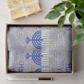Chanoeka Donkerblauw Menorah Faux Zilver Feestelij Tissuepapier (Geschenk)