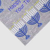 Chanoeka Donkerblauw Menorah Faux Zilver Feestelij Tissuepapier (Detail)