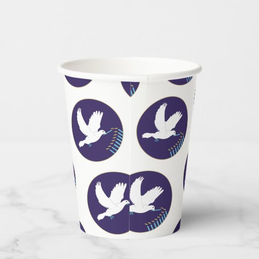 Chanoeka Dove Menorah Design 8 oz. Papieren Bekers (Rechts)
