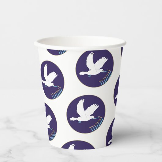 Chanoeka Dove Menorah Design 8 oz. Papieren Bekers (Voorkant)