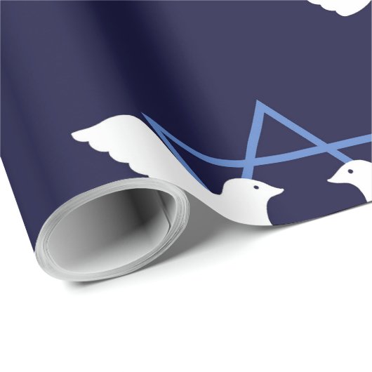 Chanoeka Dove Peace Star van David Patterned Cadeaupapier (Rol Hoek)