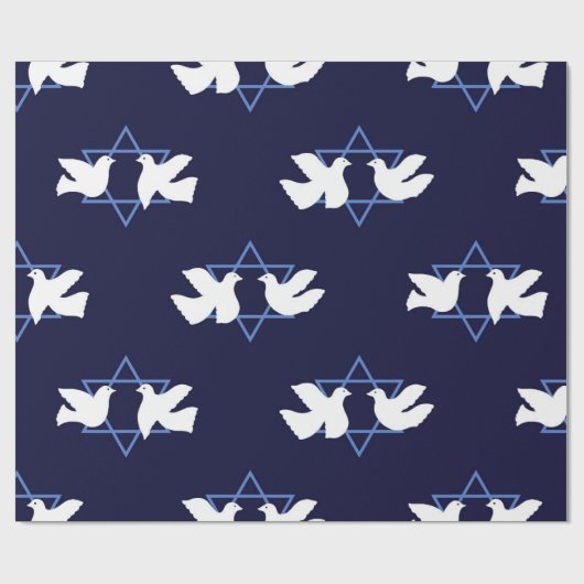 Chanoeka Dove Peace Star van David Patterned Cadeaupapier (Vlak)