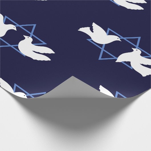 Chanoeka Dove Peace Star van David Patterned Cadeaupapier (Hoek)