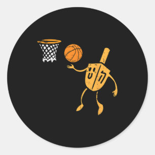 Chanoeka Dreidel Basketbal Chanoeka Joodse Mannen Ronde Sticker