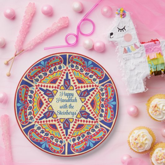 Chanoeka Dreidel Design Papieren Bordje (Feest)