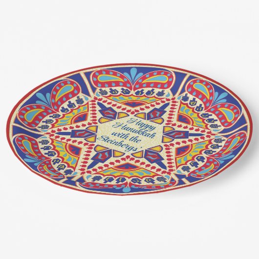 Chanoeka Dreidel Design Papieren Bordje (Gekanteld)