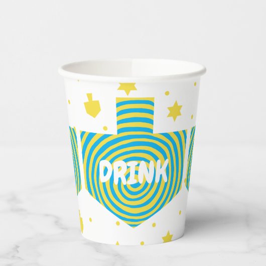 Chanoeka Dreidel Swirl 8 oz. Papieren Bekers (Links)