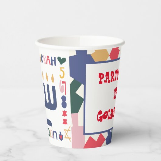 Chanoeka Dreidel Tijd 8 oz. Papieren Bekers (Links)