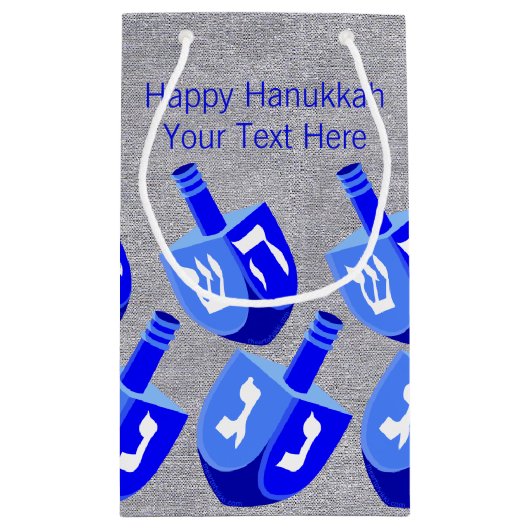 Chanoeka Dreidels in blauw patroon Kleine vakantie Klein Cadeauzakje (Achterkant)