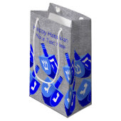 Chanoeka Dreidels in blauw patroon Kleine vakantie Klein Cadeauzakje (Voorkant Gekanteld)