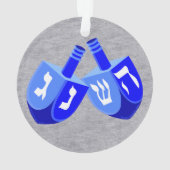 Chanoeka Dreidels in blauw Schattige Kinder Chrism Ornament (achterkant)