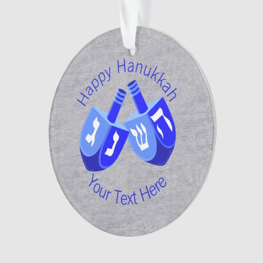 Chanoeka Dreidels in blauw Schattige Kinder Chrism Ornament (voorkant)