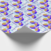 Chanoeka Dreidels Kleurrijke Patroon Gepersonalise Cadeaupapier (Hoek)