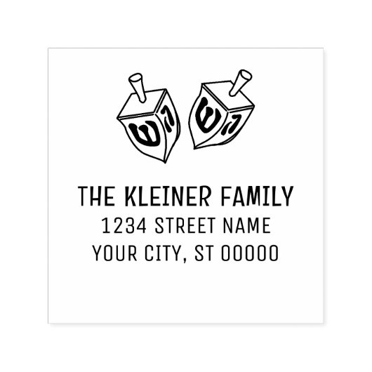 Chanoeka Dreidels Naam Retouradres Zelfinktende Stempel (Design)