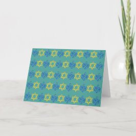 Chanoeka Dreidels + Sterren Feestdagen Kaart