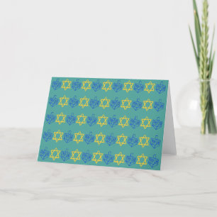 Chanoeka Dreidels + Sterren Feestdagen Kaart