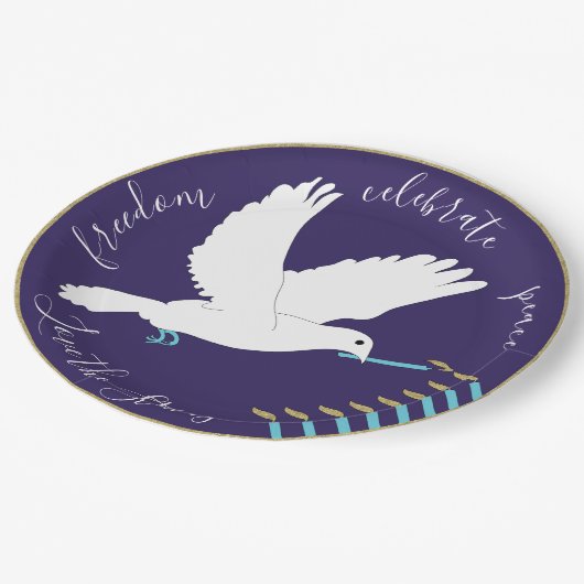 Chanoeka duif ontwerp papieren bordje (Gekanteld)