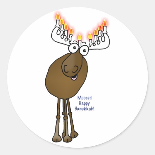 Chanoeka eland! ronde sticker (Voorkant)