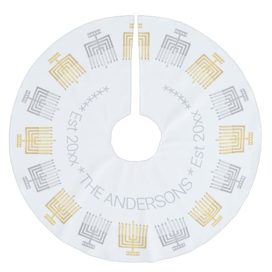 Chanoeka Elegante Moderne Goud en Zilveren Tone Kerstboom Rok (Voorkant)