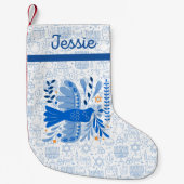 Chanoeka Elegantie: Blauw en Wit Jodenfeest Kleine Kerstsok (Voorkant)