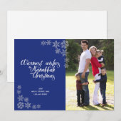 Chanoeka en Kerstmis Moderne Foto Kaart Blauw (Voorkant / Achterkant)