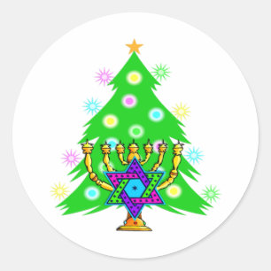 Chanoeka en Kerstmis Ronde Sticker