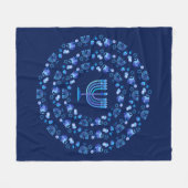 Chanoeka Festival of Lights Mandala marineblauw Fleece Deken (Voorkant (Horizontaal))