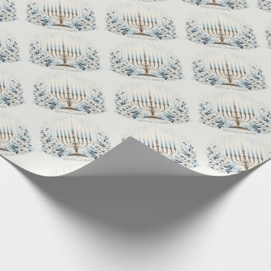 Chanoeka Festival van Licht met Menorah en Lily Cadeaupapier (Hoek)