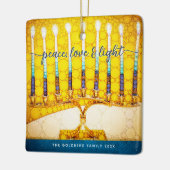 Chanoeka Foto Vrede Liefde Lichtgele Menorah Keramisch Ornament (Links)