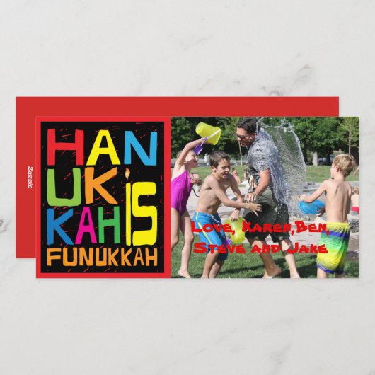 Chanoeka Fotokaart/2 zijdig Chanoeka is Funukkah Feestdagenkaart (Voorkant / Achterkant)