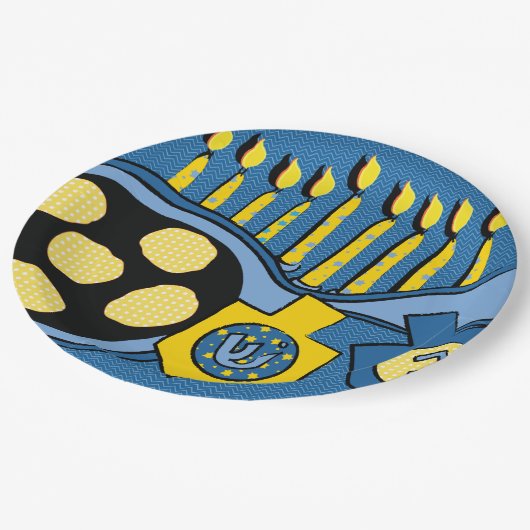 Chanoeka frituren latkes papier Bord (Gekanteld)