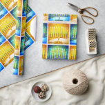 Chanoeka Geel Blauw Menora Patroon Modern Chic Cadeaupapier<br><div class="desc">Een close-up foto illustratie van heldere, kleurrijke, blauw groen en geel gouden kunstzinnige menorah helpt u de vakantie van Chanoeka in stijl in te luiden. Voel de warmte en vreugde van het vakantieseizoen wanneer u dit heldere, kleurrijke Chanoeka-inpakpapier gebruikt. Overeenkomende kaarten, portokosten, stickers, kussens, huishoudartikelen, totebags en andere producten zijn...</div>