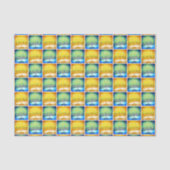 Chanoeka Geel Blauw Menorah Patroon Modern Eenvoud Tissuepapier (Voorkant)