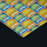 Chanoeka Geel Blauw Menorah Patroon Modern Eenvoud Tissuepapier<br><div class="desc">Een close-up foto van heldere, kleurrijke, blauw groen en geel gouden kunstzinnige menorah helpt je de vakantie van Chanoeka in stijl in te luiden. Voel de warmte en vreugde van het vakantieseizoen wanneer je dit heldere, kleurrijke Chanoeka tissuepapier gebruikt. Overeenkomende kaarten, portokosten, stickers, kussens, huishoudartikelen, totebags en andere producten zijn...</div>