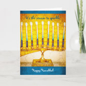 Chanoeka Geel Goud Menorah Seizoen om te Sparkle Feestdagen Kaart (Voorkant)