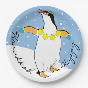 Chanoeka Geluk Pinguïn Papieren Bordje