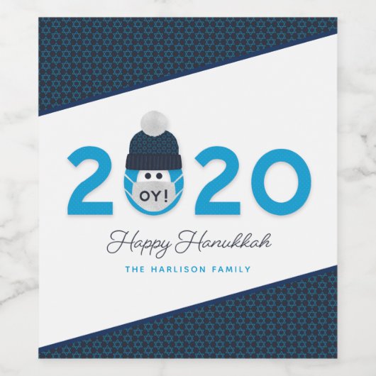 Chanoeka gemaskerd 2020 humoristische aangepaste v wijn etiket (Enkel label)