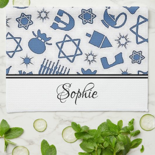 Chanoeka gepersonaliseerd theedoek (Gevouwen)