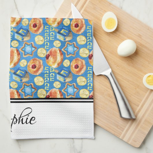 Chanoeka gepersonaliseerd theedoek (Quarter Fold)