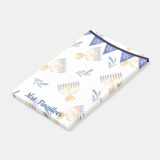 Chanoeka gepersonaliseerde blauwe ster van David Post-it® Notes (Schuin)