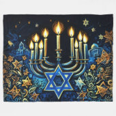 Chanoeka Gift Menorah Pastel Tekening Fleece Deken (Voorkant (Horizontaal))