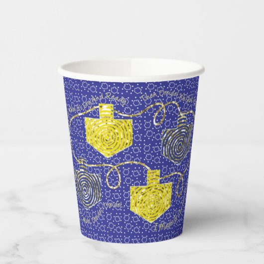 Chanoeka Glitter Dreidels 8 oz. Papieren Bekers (Links)