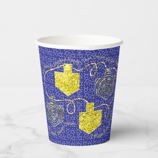 Chanoeka Glitter Dreidels 8 oz. Papieren Bekers (Rechts)