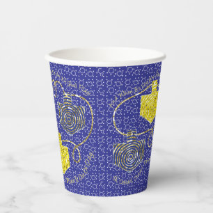 Chanoeka Glitter Dreidels 8 oz. Papieren Bekers