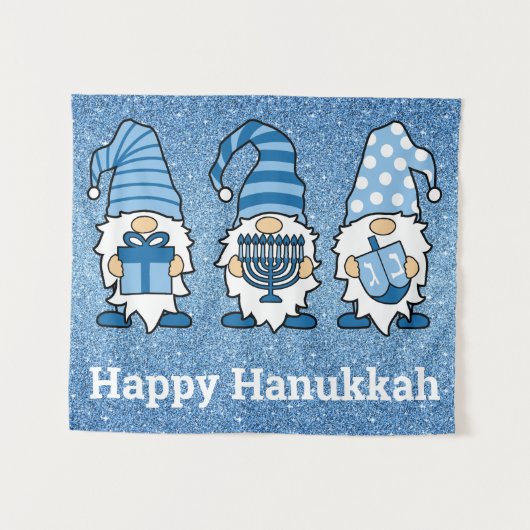 Chanoeka Gnomes Trio Tapestry Wandkleed (Voorkant (horizontaal))