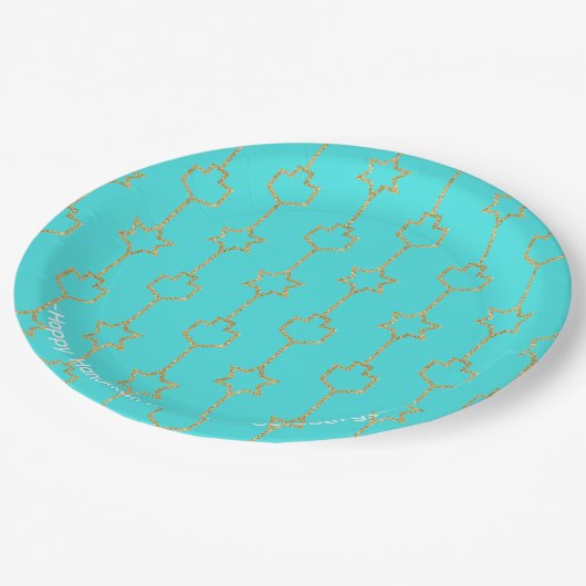 Chanoeka Gold Charms Papieren Bordje (Gekanteld)